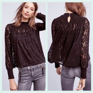 ANTHROPOLOGIE Deletta Black Lace Amanna Top